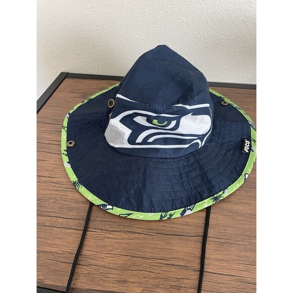 Seattle Seahawks - Bucket Hat - Foco Button Sides String - Picture 1 of 3